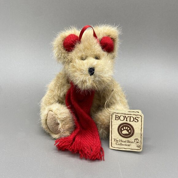 Boyds Jointed Plush Bear Head Bean Heirloom Series Lil' Muffelbeary Scarf Muffs - Picture 1 of 9